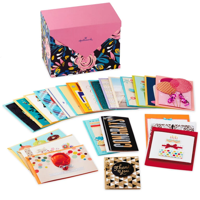 Hallmark Assorted Cards For All Occasions In Floral Organizer Box, Box Of 24 3 Hallmark Assorted Cards For All Occasions In Floral Organizer Box, Box Of 24