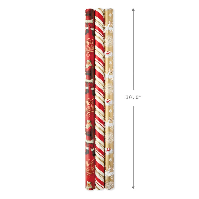 Hallmark Red And Gold 3-Pack Reversible Christmas Wrapping Paper, 120 Sq. Ft. 5 Hallmark Red And Gold 3-Pack Reversible Christmas Wrapping Paper, 120 Sq. Ft. - Image 3