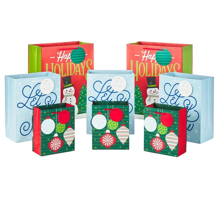 Hallmark Let It Snow 8-Pack Holiday Gift Bags, Assorted Sizes And Designs 3 Hallmark Let It Snow 8-Pack Holiday Gift Bags, Assorted Sizes And Designs