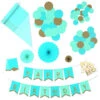 Hallmark Color Pop Party Decor Kit, Aqua And Gold -Hallmark Sales Store Aqua and Gold Party Supplies Banner Decorations 5CLP1017 01