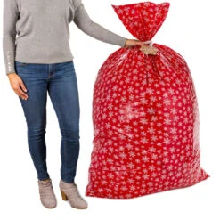 Hallmark Snowmen On Blue And Snowflakes On Red 2-Pack Giant Plastic Christmas Gift Bags -Hallmark Sales Store Assorted Giant Plastic Christmas Gift Bags 5XGB1452 07