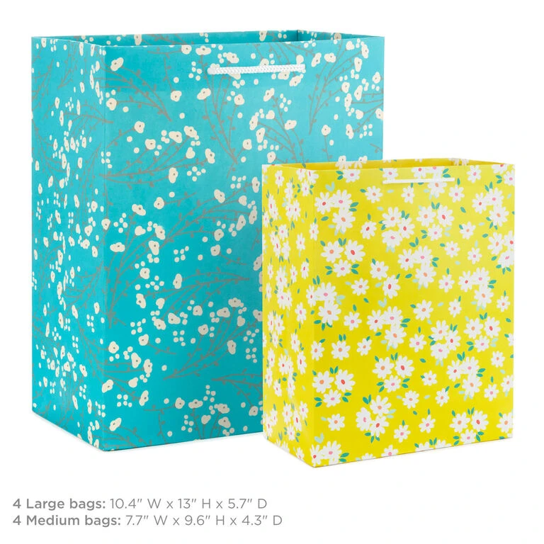 Hallmark Assorted Floral And Solid 8-Pack Medium And Large Gift Bags 4 Hallmark Assorted Floral And Solid 8-Pack Medium And Large Gift Bags - Image 3