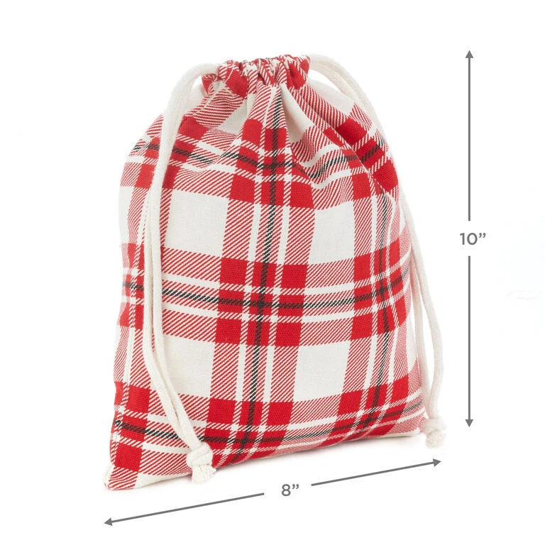 Hallmark 10" Assorted Plaid 3-Pack Fabric Gift Bags 4 Hallmark 10" Assorted Plaid 3-Pack Fabric Gift Bags - Image 2