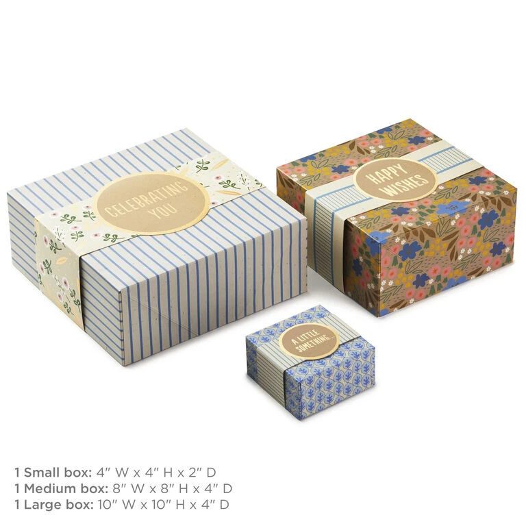 Hallmark 4", 8" And 10" Floral 3-Pack Gift Boxes With Bands 6 Hallmark 4", 8" And 10" Floral 3-Pack Gift Boxes With Bands - Image 4