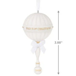 Hallmark Baby's First Christmas Rattle 2023 Porcelain Ornament -Hallmark Sales Store Babys 1st Christmas Rattle Keepsake Ornament 2499QHX3107 03