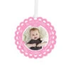 Hallmark Baby’s First Christmas Pink Scalloped Personalized Text And Photo Metal Ornament -Hallmark Sales Store Babys First Personalized Round Christmas Ornament 1OFM1004B2 01