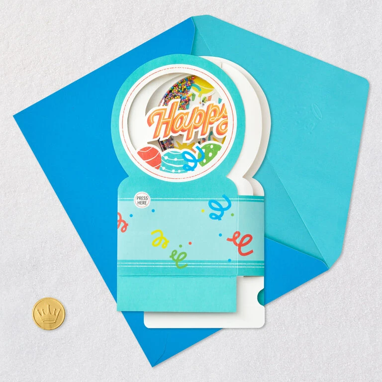 Hallmark All The Happiness Snow Globe Musical 3D Birthday Card With Motion 7 Hallmark All The Happiness Snow Globe Musical 3D Birthday Card With Motion - Image 5