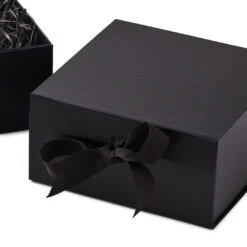 Hallmark 8" Square Black Gift Boxes With Paper Shred, 2-Pack -Hallmark Sales Store Black Large Gift Boxes With Paper Shred 5EBC1856 05