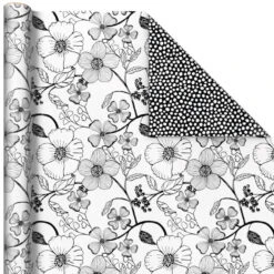 Hallmark Black And White Prints 3-Pack Reversible Wrapping Paper, 75 Sq. Ft. Total 13 Hallmark Black And White Prints 3-Pack Reversible Wrapping Paper, 75 Sq. Ft. Total -Hallmark Sales Store Black and White Prints 3Pack Reversible Gift Wrap 5EWR6401 05