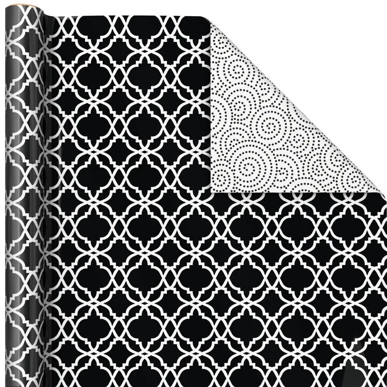 Hallmark Black And White Prints 3-Pack Reversible Wrapping Paper, 75 Sq. Ft. Total 8 Hallmark Black And White Prints 3-Pack Reversible Wrapping Paper, 75 Sq. Ft. Total - Image 6
