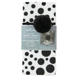 Hallmark 26" Black-and-White Fabric Gift Wrap With Elastic Band -Hallmark Sales Store BlackandWhite Square Flat Wrapping Cloth 1299EJR6377 06
