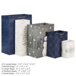 Hallmark Bulk Blue And Gray 18-Pack Holiday Gift Bags, Assorted Sizes And Designs -Hallmark Sales Store Blue and Gray Holiday Gift Bags Bulk Pack 5XGB1425 03