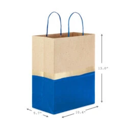 Hallmark 13" Blue And Kraft Paper 6-Pack Gift Bag -Hallmark Sales Store Blue and Kraft Paper 6Pack Large Gift Bags 5EGB6399 03
