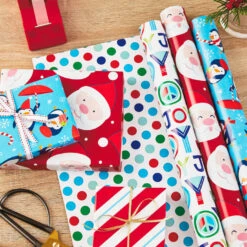 Hallmark Bright Joy 3-Pack Kids Reversible Christmas Wrapping Paper Assortment, 120 Sq. Ft. 9 Hallmark Bright Joy 3-Pack Kids Reversible Christmas Wrapping Paper Assortment, 120 Sq. Ft. -Hallmark Sales Store Bright Assorted Kids Reversible Christmas Gift Wrap 5JXW1030 02