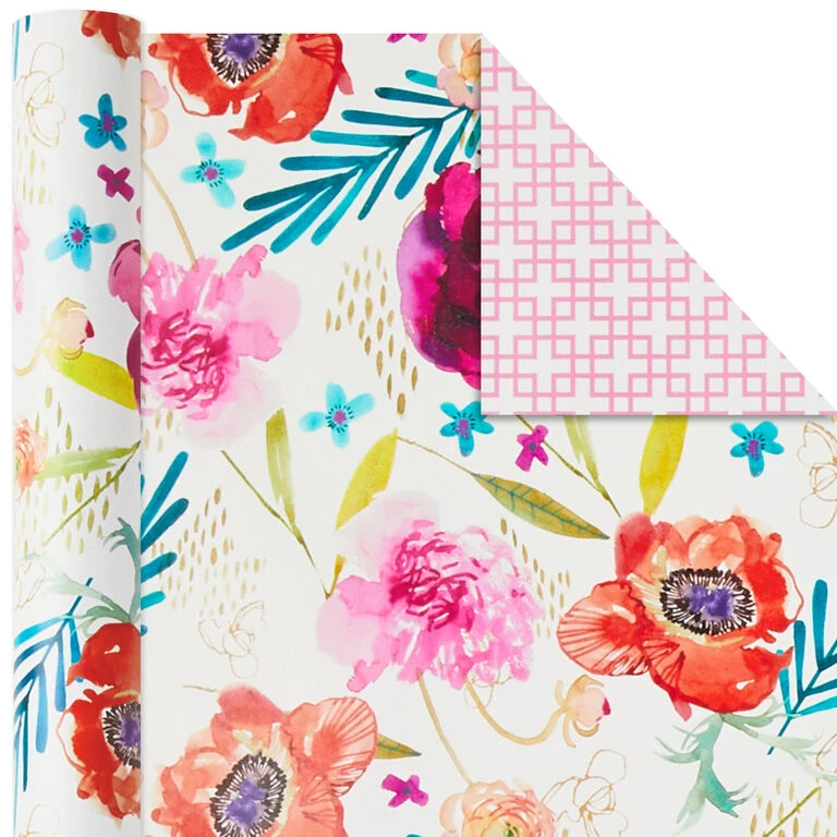 Hallmark Bright Florals 3-Pack Reversible Wrapping Paper, 120 Sq. Ft. Total 7 Hallmark Bright Florals 3-Pack Reversible Wrapping Paper, 120 Sq. Ft. Total - Image 5