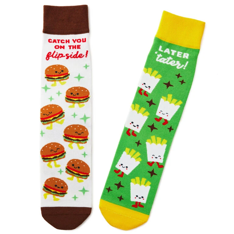 Hallmark Burger And Fries Better Together Funny Crew Socks 3 Hallmark Burger And Fries Better Together Funny Crew Socks
