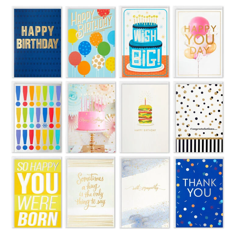 Hallmark Colorful Classic Boxed All-Occasion Cards Assortment, Pack Of 12 3 Hallmark Colorful Classic Boxed All-Occasion Cards Assortment, Pack Of 12