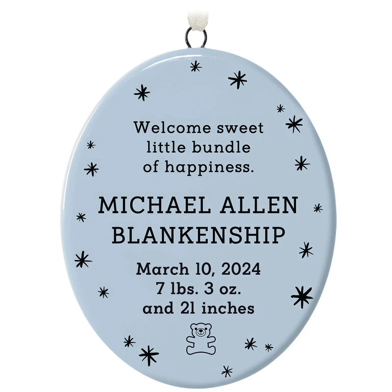 Hallmark Ceramic Personalized Ornament—Vertical Oval 3 Hallmark Ceramic Personalized Ornament—Vertical Oval