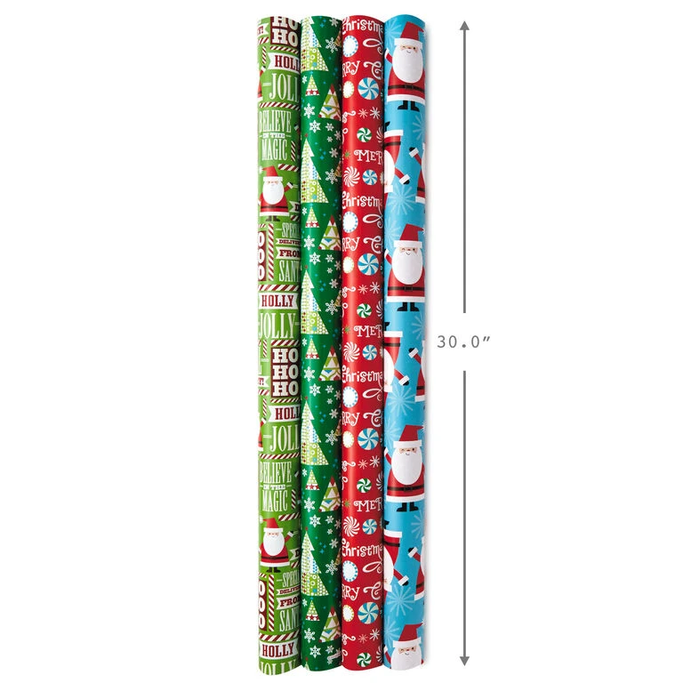 Hallmark Christmas Cheer 4-Pack Reversible Wrapping Paper Assortment, 150 Sq. Ft. 5 Hallmark Christmas Cheer 4-Pack Reversible Wrapping Paper Assortment, 150 Sq. Ft. - Image 3