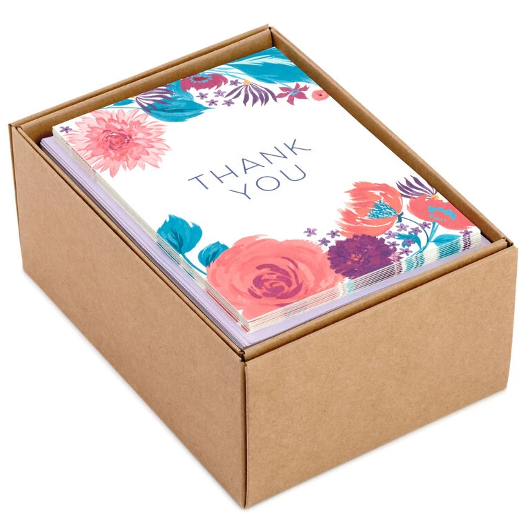 Hallmark Colorful Floral Assorted Blank Thank-You Notes, Box Of 48 3 Hallmark Colorful Floral Assorted Blank Thank-You Notes, Box Of 48