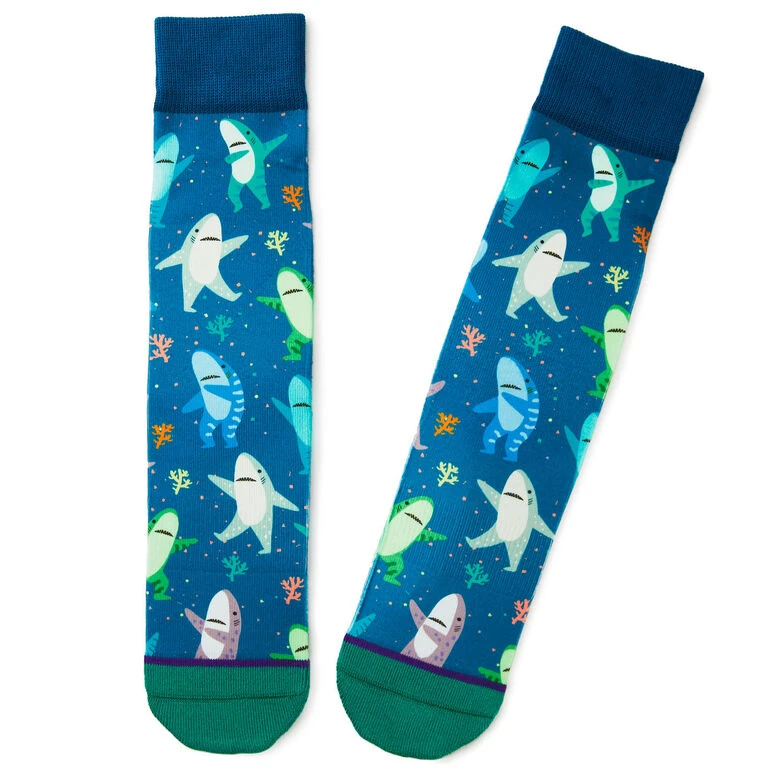 Hallmark Dancing Sharks Fun Crew Socks 3 Hallmark Dancing Sharks Fun Crew Socks