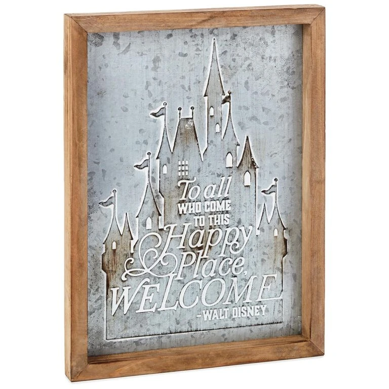 Hallmark Disney Castle Happy Place Wood And Metal Quote Sign, 8.75x12 3 Hallmark Disney Castle Happy Place Wood And Metal Quote Sign, 8.75x12