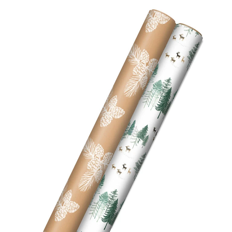 Hallmark Elegant Evergreens 2-Pack Holiday Wrapping Paper, 150 Sq. Ft. 3 Hallmark Elegant Evergreens 2-Pack Holiday Wrapping Paper, 150 Sq. Ft.
