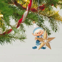 Hallmark North Pole Tree Trimmers Special Edition Ornament -Hallmark Sales Store Elf Trimming the Tree Keepsake Ornament 1999QGO2809 02