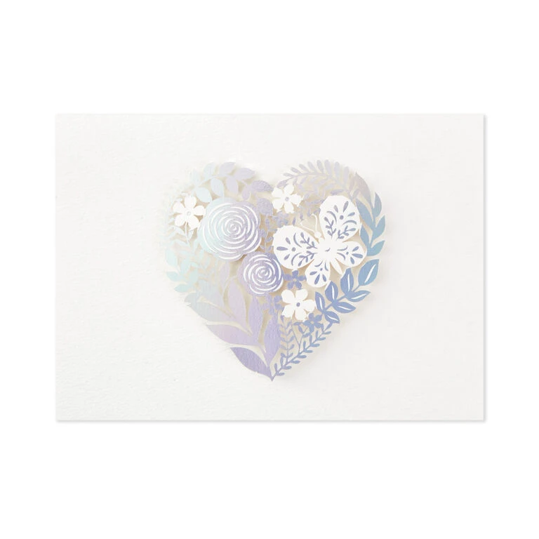 Hallmark Floral Laser Foil Heart Blank Note Cards, Box Of 8 4 Hallmark Floral Laser Foil Heart Blank Note Cards, Box Of 8 - Image 2