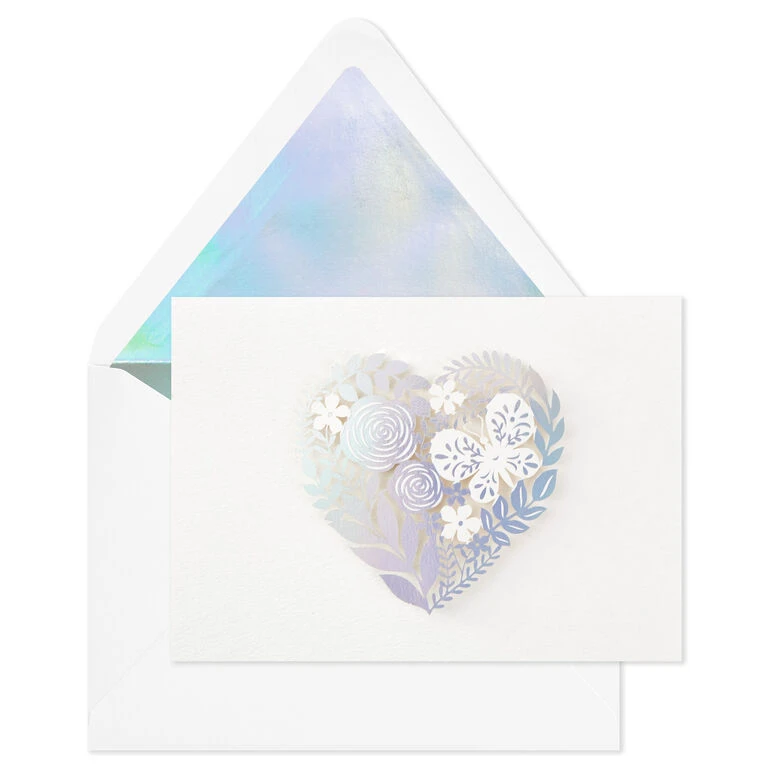 Hallmark Floral Laser Foil Heart Blank Note Cards, Box Of 8 6 Hallmark Floral Laser Foil Heart Blank Note Cards, Box Of 8 - Image 4