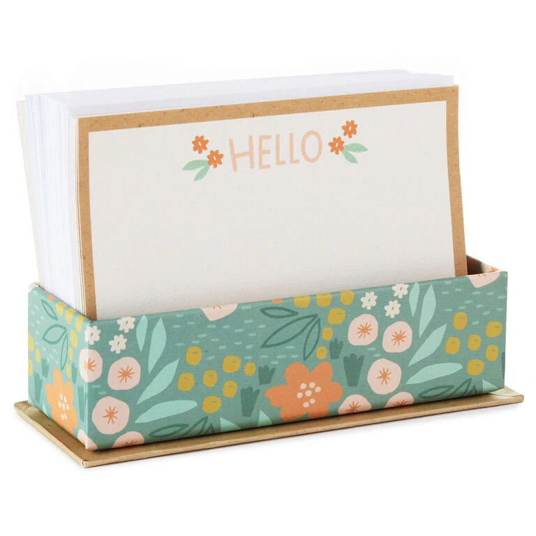 Hallmark Ivory Floral Flat Note Cards In Caddy, Box Of 40 3 Hallmark Ivory Floral Flat Note Cards In Caddy, Box Of 40