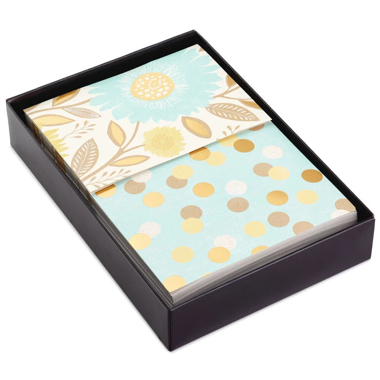 Hallmark Flowers And Dots Assorted Blank Note Cards, Box Of 50 2 Hallmark Flowers And Dots Assorted Blank Note Cards, Box Of 50