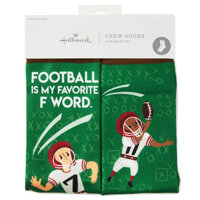 Hallmark Football Is My Favorite F Word Funny Crew Socks 4 Hallmark Football Is My Favorite F Word Funny Crew Socks - Image 2