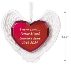 Hallmark Forever Loved Memorial Heart And Angel Wings Text Personalized Ornament 8 Hallmark Forever Loved Memorial Heart And Angel Wings Text Personalized Ornament -Hallmark Sales Store Forever Loved Memorial Heart and Angel Wings Personalized Keepsake Ornament 2499QHE2119B1 03