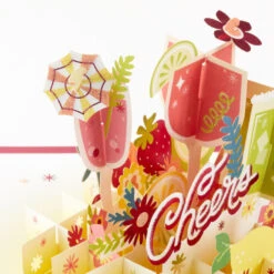 Hallmark Here's To You Cocktail Toast 3D Pop-Up Card 16 Hallmark Here's To You Cocktail Toast 3D Pop-Up Card -Hallmark Sales Store Fruit Cocktail Drinks Celebration 3D PopUp Card for Her 1299LAD2897 05