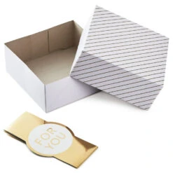 Hallmark 10" Gold And White Striped 2-Pack Gift Boxes With Bands -Hallmark Sales Store Gold and White Striped 2Pack Gift Boxes With Bands 5EBC1226 03