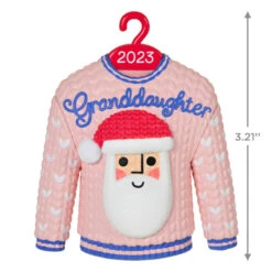 Hallmark Granddaughter Christmas Sweater 2023 Ornament -Hallmark Sales Store Granddaughter Santa Sweater 2023 Keepsake Ornament 1399QGO2549 03