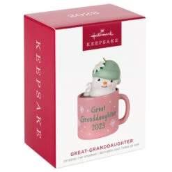 Hallmark Great-Granddaughter Hot Cocoa Mug 2023 Ornament 11 Hallmark Great-Granddaughter Hot Cocoa Mug 2023 Ornament -Hallmark Sales Store GreatGranddaughter Snowman in Mug Keepsake Ornament 1399QGO2559 04