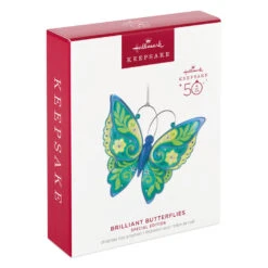 Hallmark Brilliant Butterflies Special Edition Ornament -Hallmark Sales Store Green and Blue Butterfly Keepsake Ornament 1999QGO2799 04