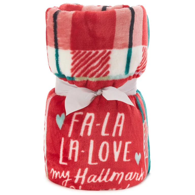 Hallmark Channel Fa-La-La-Love Plaid Blanket, 50x60 3 Hallmark Channel Fa-La-La-Love Plaid Blanket, 50x60