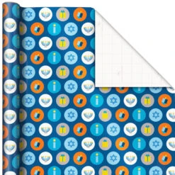 Hallmark Blue Hanukkah Designs 3-Pack Wrapping Paper Assortment, 120 Sq. Ft. -Hallmark Sales Store Hanukkah Designs Wrapping Paper Assortment 5JXW1257 04