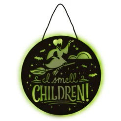 Hallmark Disney Hocus Pocus I Smell Children Porch Decor With Light -Hallmark Sales Store Hocus Pocus LightUp Metal Door Sign 1HGN1526 04