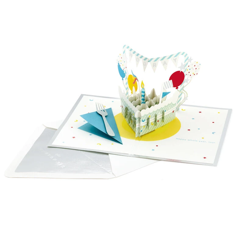 Hallmark Hooray Cake And Balloons 3D Pop-Up Birthday Card 4 Hallmark Hooray Cake And Balloons 3D Pop-Up Birthday Card - Image 2