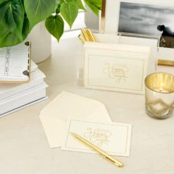 Hallmark Bulk Ivory And Gold Blank Wedding Thank-You Notes, Box Of 100 15 Hallmark Bulk Ivory And Gold Blank Wedding Thank-You Notes, Box Of 100 -Hallmark Sales Store Ivory and Gold Blank Wedding ThankYou Notes Bulk Pack 5STZ1065 07