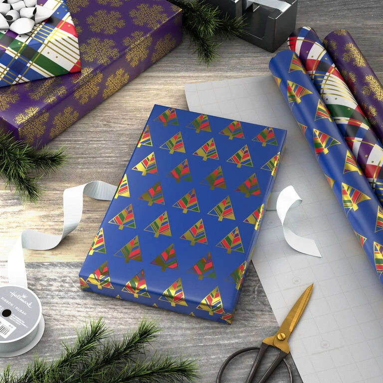 Hallmark Jewel Tones Assorted 3-Pack Christmas Wrapping Paper, 120 Sq. Ft. 4 Hallmark Jewel Tones Assorted 3-Pack Christmas Wrapping Paper, 120 Sq. Ft. - Image 2