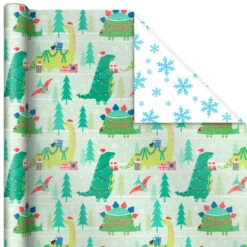 Hallmark Winter Friends 3-Pack Reversible Kids Christmas Wrapping Paper Assortment, 120 Sq. Ft. -Hallmark Sales Store Kids Reversible Christmas Gift Wrap Assortment 5JXW1073 04