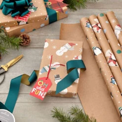 Hallmark Kraft Assorted 4-Pack Christmas Wrapping Paper, 88 Sq. Ft. -Hallmark Sales Store Kraft Christmas Wrapping Paper for Kids JXW1085 02