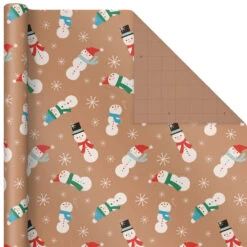 Hallmark Kraft Assorted 4-Pack Christmas Wrapping Paper, 88 Sq. Ft. -Hallmark Sales Store Kraft Christmas Wrapping Paper for Kids JXW1085 04