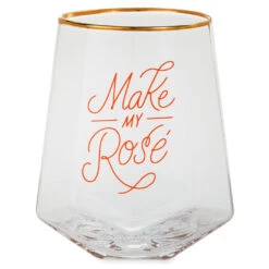 Hallmark Make My Rosé Geometric Stemless Wine Glass, 19 Oz.
