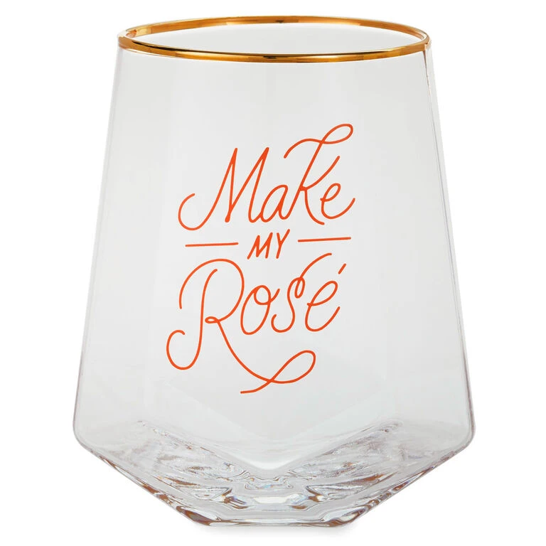 Hallmark Make My Rosé Geometric Stemless Wine Glass, 19 Oz. 3 Hallmark Make My Rosé Geometric Stemless Wine Glass, 19 Oz.
